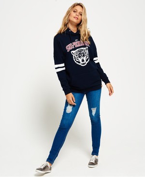 Superdry Nina Boyfriend Pullover Női Kapucnis Pulóver Sötétkék | GBDRK2916